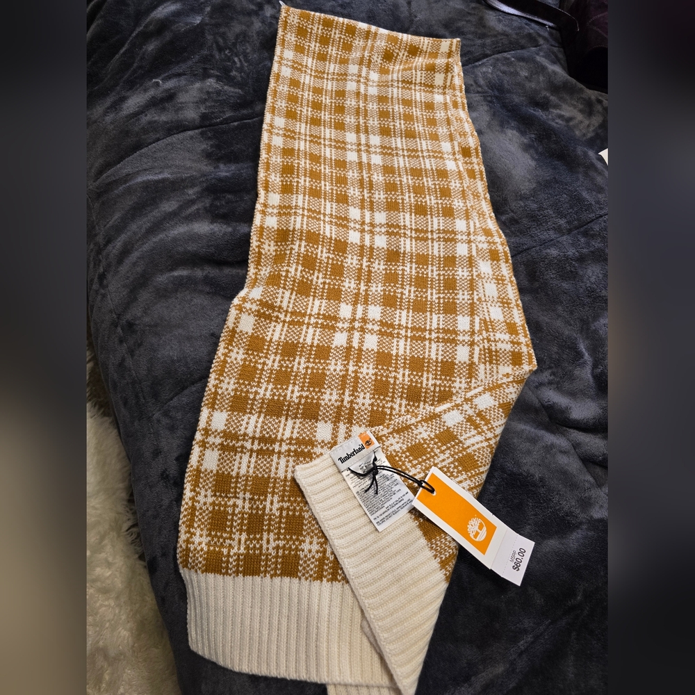 Timberland Mustard and Cream Plaid Scarf